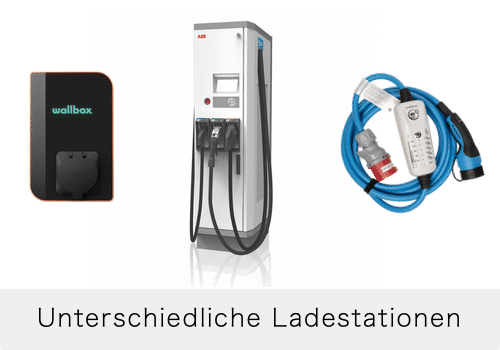 Unterschiedliche E-Auto Ladestationen